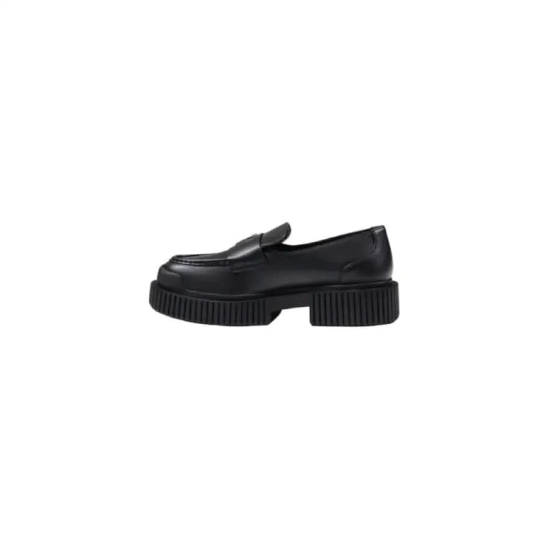 Black leather platform loafer from Armani Exchange Women’s Moccasin Slippers collection