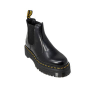 Black leather platform Chelsea boot with sleek design and sturdy sole