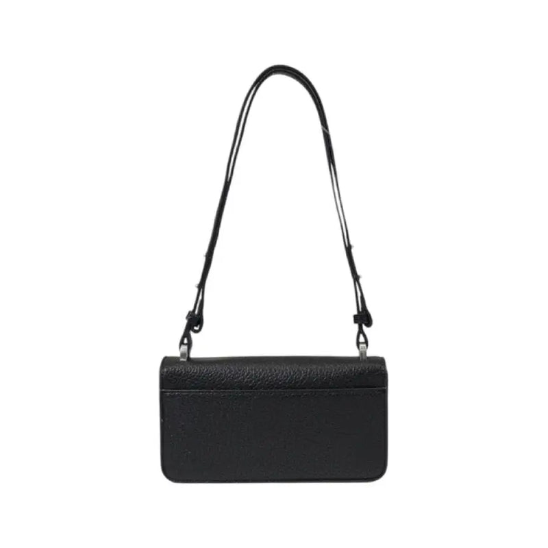 Black textured leather shoulder bag displayed for stylish and versatile accessorizing