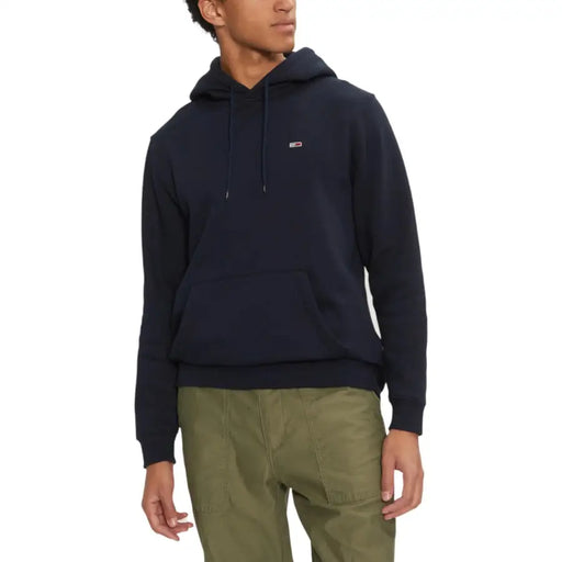 Dunkelblauer Kapuzenpullover mit Kängurutasche und Kapuze mit Kordelzug für Herren