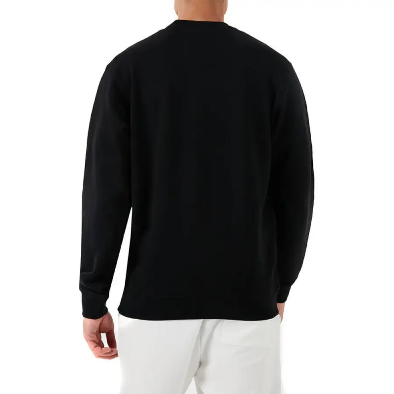 Black long-sleeved crewneck sweater with abstract pattern from Black Crewneck Sweater collection