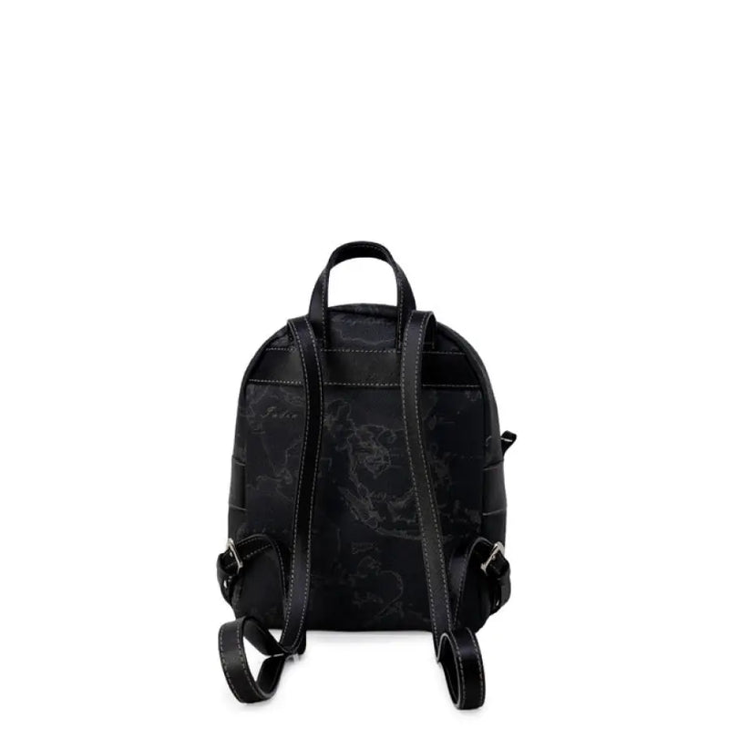 Black patterned backpack with stylish design suitable for everyday use