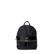 Black patterned backpack with stylish design suitable for daily use