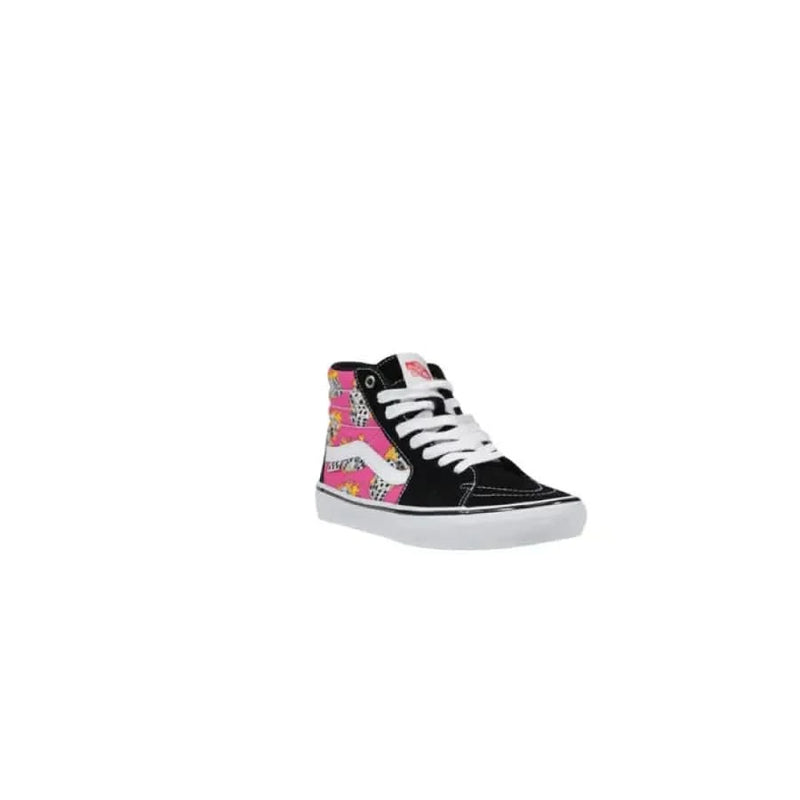 Black and pink high-top sneaker featuring Vans Women’s Fuchsia Leather Sneakers design