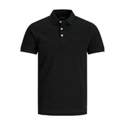 Jack & Jones Men Polo - Black polo shirt with white button for classic and stylish look
