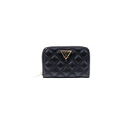 Black quilted leather wallet with sleek design and secure coin and card compartments