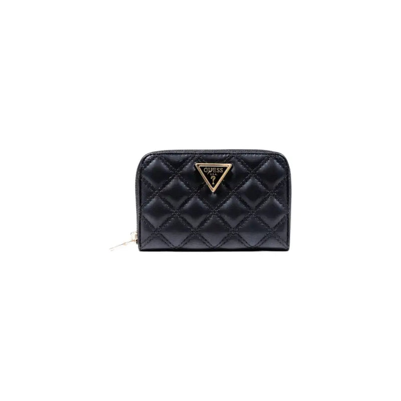 Black quilted leather wallet with sleek design and secure coin and card compartments