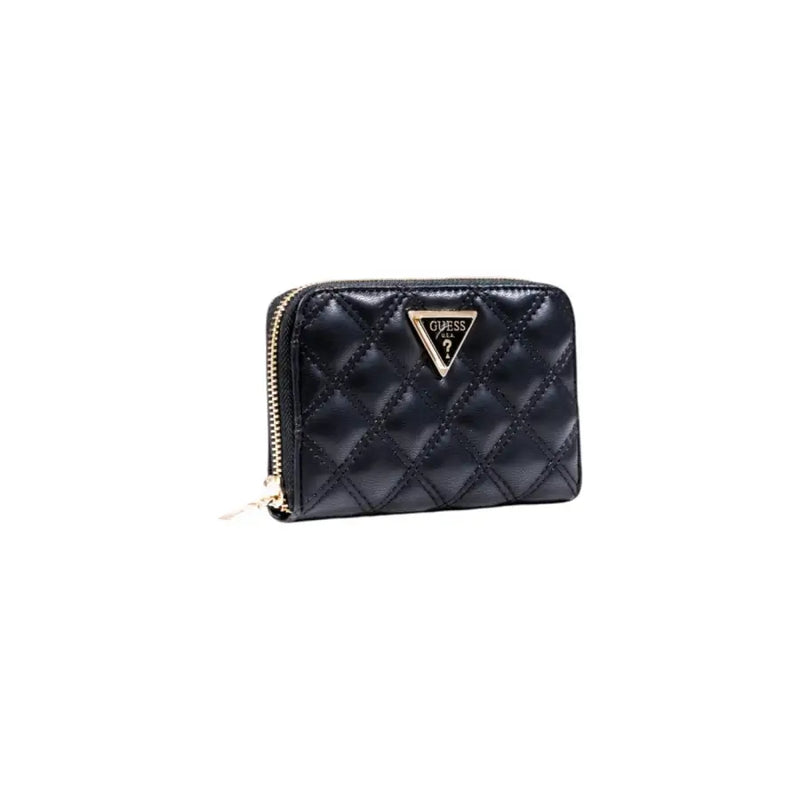 Black quilted leather wallet displayed in a high-quality product image