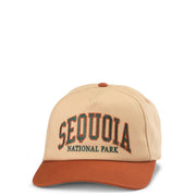 Black and red Chevrolet racing cap featuring beige and rust colors with sequoia national park embroidery in dark green