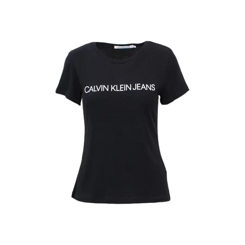 Black short-sleeved Calvin Klein Jeans women’s T-shirt with round neckline