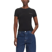 Black organic cotton short-sleeved crew neck T-shirt for women by Tommy Hilfiger Jeans