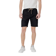 Black drawstring shorts displayed in a Tan Drawstring Shorts product image