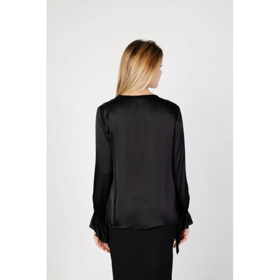 
                      
                        Sandro Ferrone women’s black silk blouse in knitwear collection
                      
                    