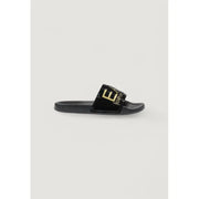 Black slide sandal with gold logo from EA7 Women Slip-On White Slippers for Spring/Summer