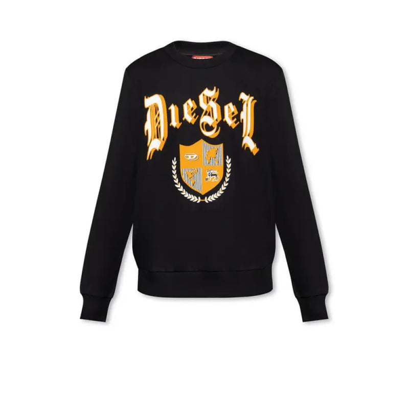 Black sweatshirt with a crest, featured in Black Bomber Jacket and Crest Sweatshirts collection