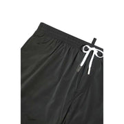 Black swim trunks with white drawstring and Dsquared2 logo for men’s swimwear