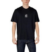 Black Armani Exchange Men T-Shirt with Logo and Round Neck for Men