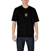 Black cotton t-shirt with logo from Armani Exchange for men, perfect casual wear