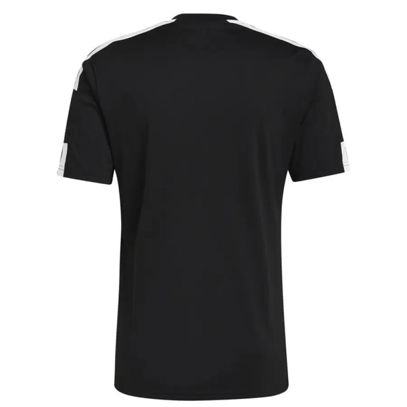Black Adidas T Shirt with White Stripes displayed in a product image