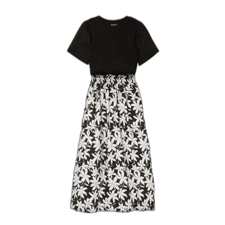 Urban style black and white floral dress - Desigual Women Dress
