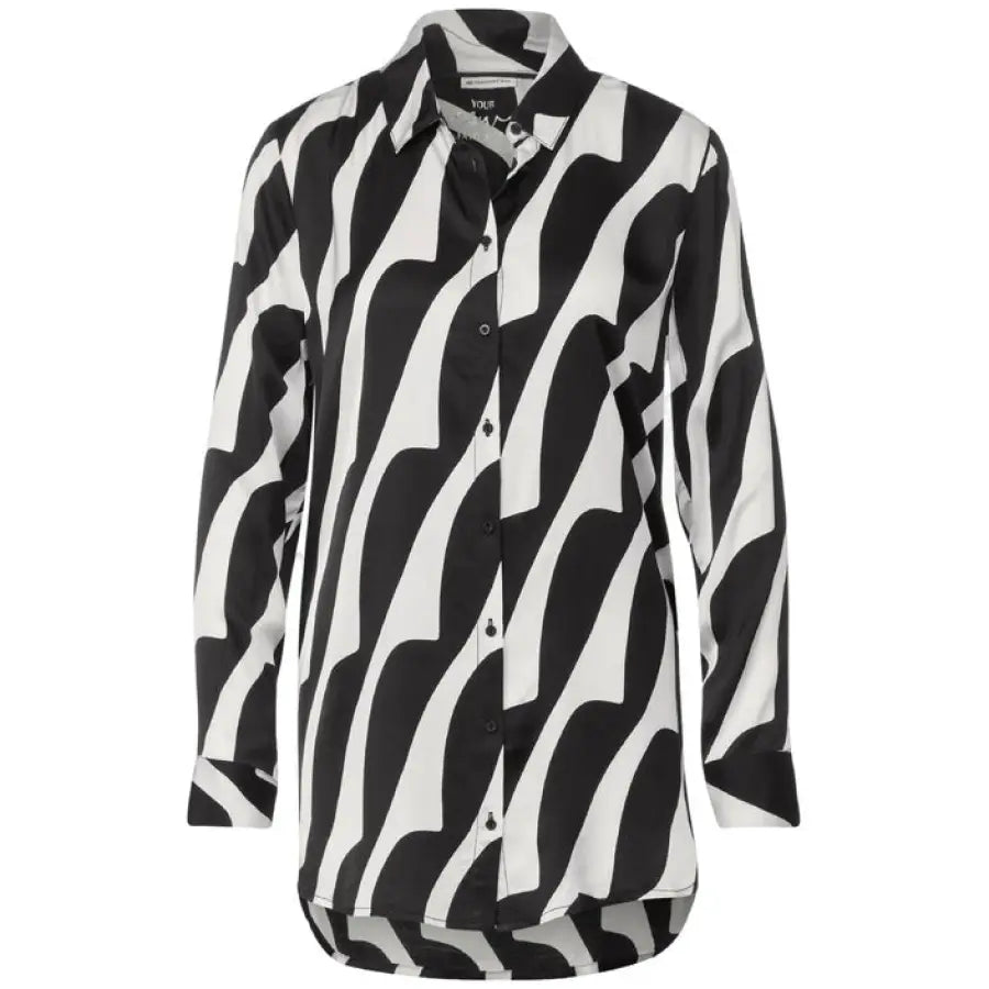 Black and white patterned urban style shirt - Street One Women Blouse