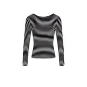 Morgan De Toi Black Striped Long Sleeve Sweater featuring black and white stripes
