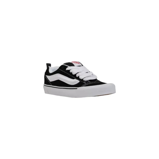 Black and white Vans leather sneakers with white laces for women in fall winter collection