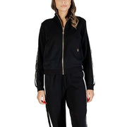 Black women’s tracksuit with white side stripes and gold zipper from Liu Jo