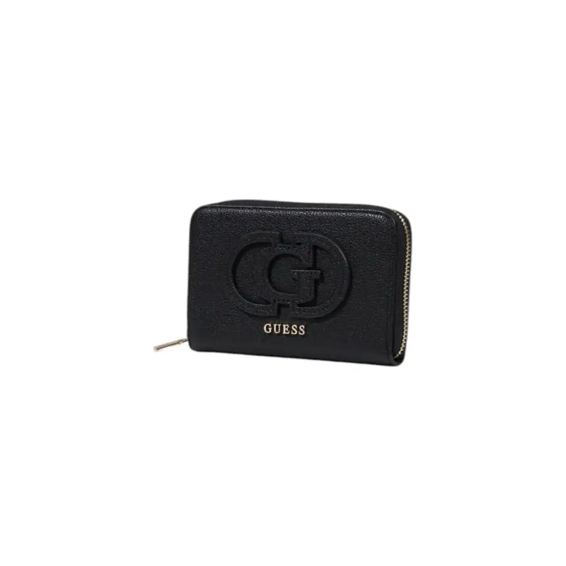 Guess Black Zippered Wallet featuring sleek black leather and secure zipper closure