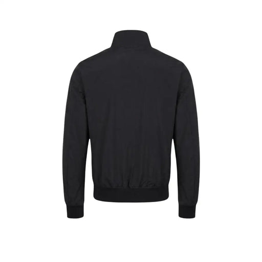 Blauer Herrenblazer, schwarz, Polyamid, mit Reißverschluss, Rollkragen, hohem Kragen und gerippten Bündchen, Vorderansicht