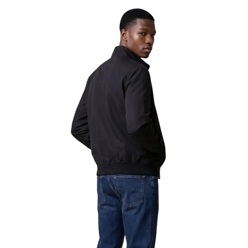 Blauer men blazer black bomber jacket with sleek modern design and subtle stitching details