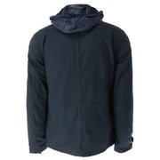 Blauer men blue hooded winter jacket in dark navy cotton blend with shiny water-resistant inner lining