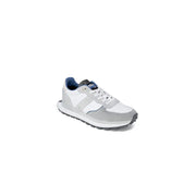Blauer men sneakers grey leather lace up with white and gray design and navy blue accents featuring a textured sole
