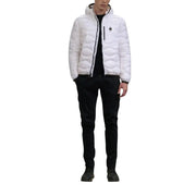Blauer men white quilted puffer jacket with black zipper accents and small logo in polyamide spring summer collection