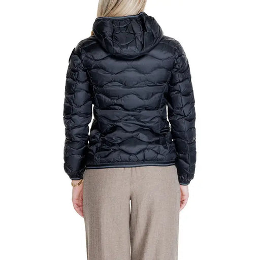 Black hooded puffer jacket in Blauer Women’s Black Turtleneck Jacket with Front Pockets