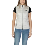 Blauer women’s white quilted turtleneck gilet with front zipper and side pockets for casual wear