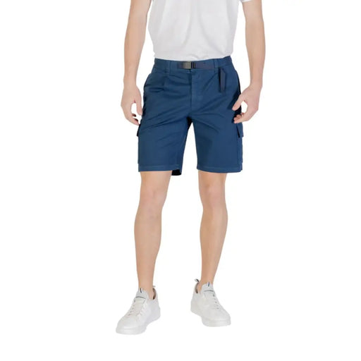 Blue cargo shorts displayed as part of Black Cargo Shorts product collection