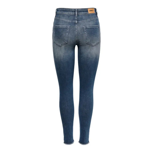Blue ombre high-waisted skinny jeans with zip and button closure for women in fall winter collection