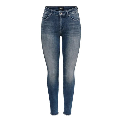 Dark blue washed skinny jeans with zip and button closure for women in fall winter collection