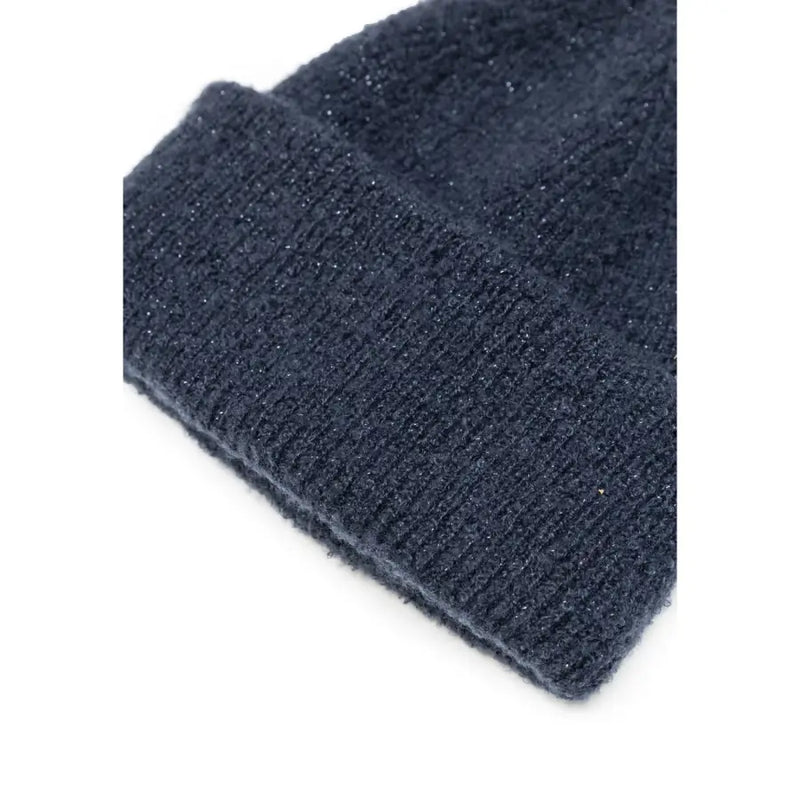 Dark gray knit beanie with ribbed cuff and subtle glittery texture for fall and winter women’s accessories