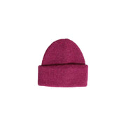 Bonnet côtelé magenta à revers, bonnet automne-hiver bleu en polyester pour femme