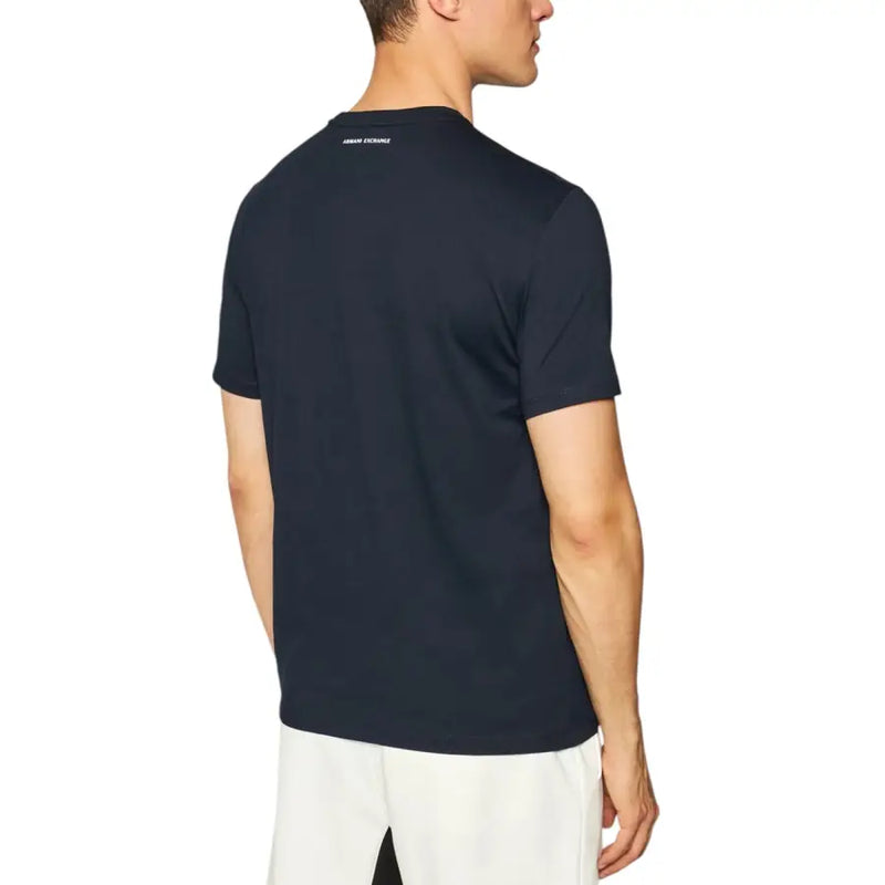 Marineblau Armani Exchange Rundhalsausschnitt t-shirt mit weißem AX-Logo aus weicher Baumwolle für lässige Kleidung