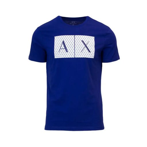 Blue T shirt with White AX Logo displayed in the product image