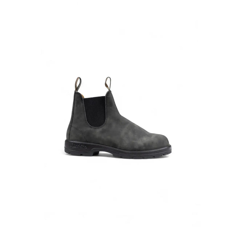 Schwarze Blundstone Herren-Ankle-Boots aus Leder mit dunkelgrauem Wildleder-Chelsea-Design und schwarzer Gummisohle