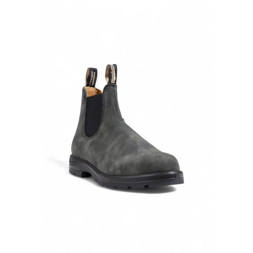 Blundstone Herren-Lederstiefeletten, schwarz, mit dunkelgrauem Wildleder-Chelsea-Design, schwarzer Gummisohle und Zuglaschen