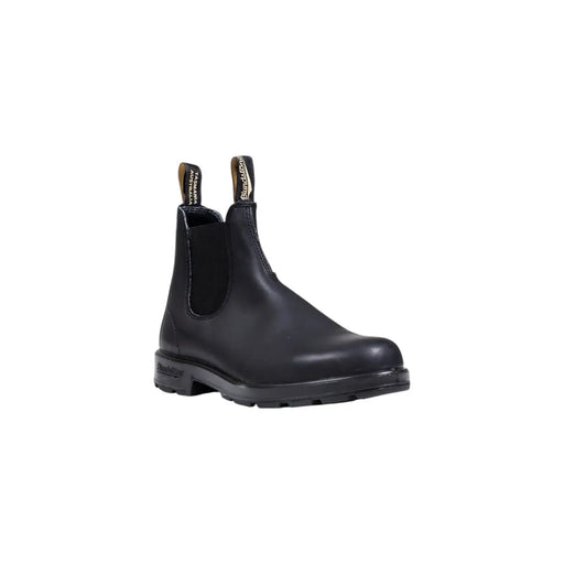 Blundstone Herren-Lederstiefel, schwarz, zum Hineinschlüpfen, Chelsea-Boot aus schwarzem Leder mit elastischen Seiteneinsätzen und Zuglaschen.