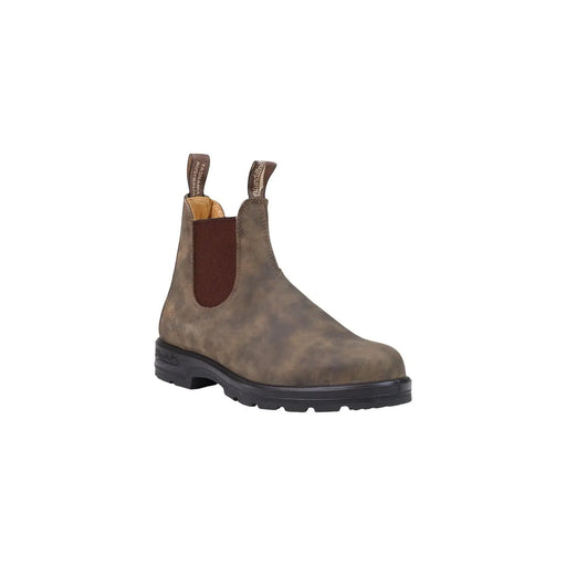 Blundstone Herren-Lederstiefel, braunes Wildleder, Chelsea-Boot mit dunkelbraunem elastischem Seiteneinsatz und schwarzer Gummisohle