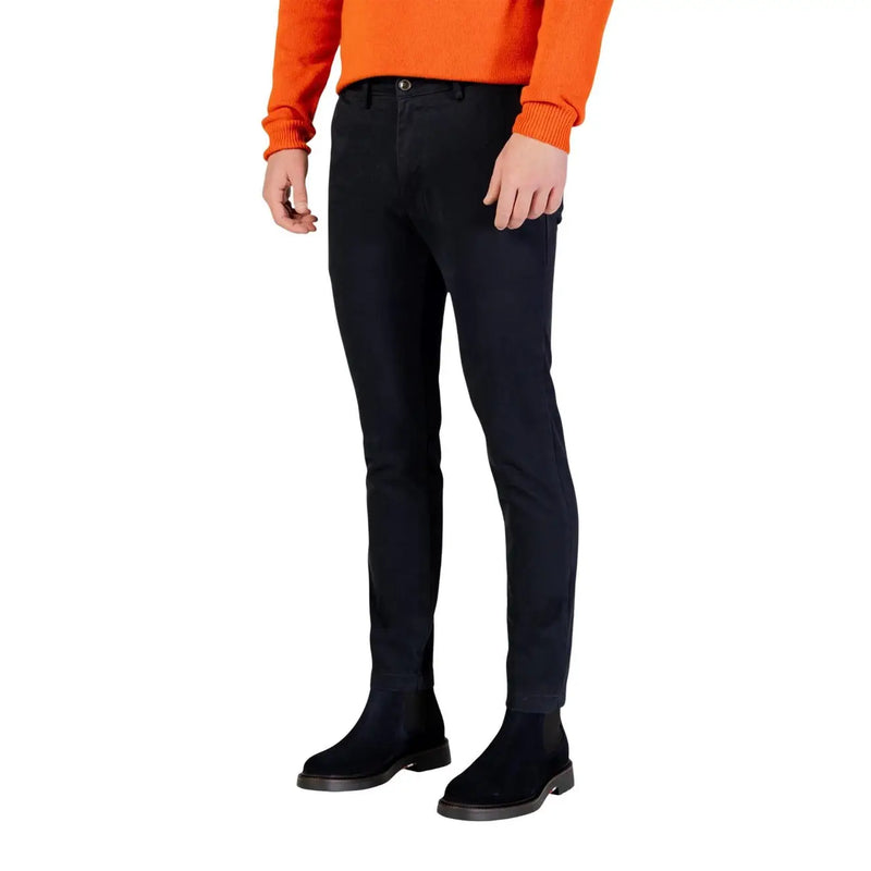 Borghese men trousers black slim-fit denim jeans with classic five-pocket design and belt loops