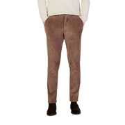 Brown corduroy slim fit trousers with subtle vertical ribbing from borghese men trousers collection
