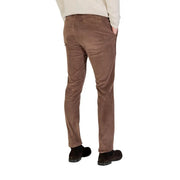 Borghese men trousers in brown slim fit corduroy with subtle vertical ribbing for a polished look